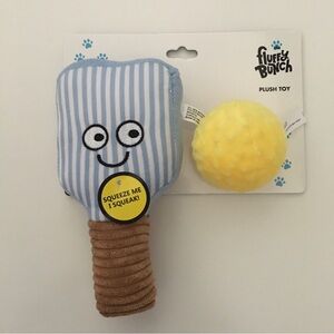 NEW 2 Dog Toys Pickle-ball Theme Plush Squeakers | Fluffy Bunch